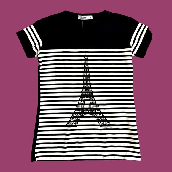 Eiffel Tower Stripe Top Small NWT - Picture 3 of 7